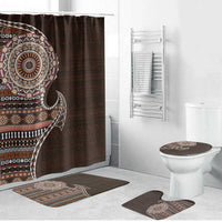 Fijian Masi Tribal Tattoos Art Pattern Bathroom Set Brown Color Half Style - Polynesian Pride