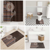 Fijian Masi Tribal Tattoos Art Pattern Bathroom Set Brown Color Half Style - Polynesian Pride