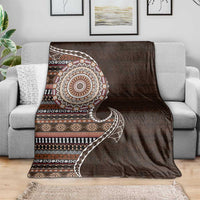 Fijian Masi Tribal Tattoos Art Pattern Blanket Brown Color Half Style - Polynesian Pride