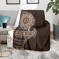Fijian Masi Tribal Tattoos Art Pattern Blanket Brown Color Half Style - Polynesian Pride