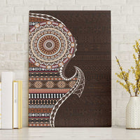 Fijian Masi Tribal Tattoos Art Pattern Canvas Wall Art Brown Color Half Style - Polynesian Pride