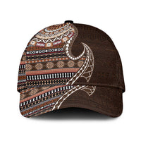Fijian Masi Tribal Tattoos Art Pattern Classic Cap Brown Color Half Style LT03 Universal Fit Brown - Polynesian Pride