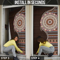 Fijian Masi Tribal Tattoos Art Pattern Door Cover Brown Color Half Style - Polynesian Pride