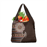 Fijian Masi Tribal Tattoos Art Pattern Grocery Bag Brown Color Half Style - Polynesian Pride
