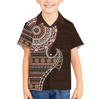 Fijian Masi Tribal Tattoos Art Pattern Hawaiian Shirt Brown Color Half Style - Polynesian Pride