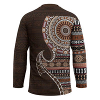 Fijian Masi Tribal Tattoos Art Pattern Hockey Jersey Brown Color Half Style LT03 - Polynesian Pride
