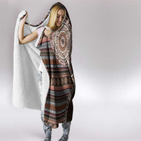 Fijian Masi Tribal Tattoos Art Pattern Hooded Blanket Brown Color Half Style - Polynesian Pride