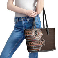 Fijian Masi Tribal Tattoos Art Pattern Leather Tote Bag Brown Color Half Style LT03 - Polynesian Pride