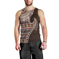 Fijian Masi Tribal Tattoos Art Pattern Men Tank Top Brown Color Half Style - Polynesian Pride