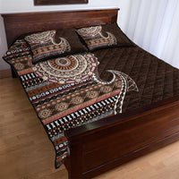 Fijian Masi Tribal Tattoos Art Pattern Quilt Bed Set Brown Color Half Style - Polynesian Pride