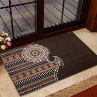 Fijian Masi Tribal Tattoos Art Pattern Rubber Doormat Brown Color Half Style - Polynesian Pride