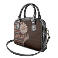 Fijian Masi Tribal Tattoos Art Pattern Shoulder Handbag Brown Color Half Style - Polynesian Pride