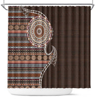Fijian Masi Tribal Tattoos Art Pattern Shower Curtain Brown Color Half Style - Polynesian Pride