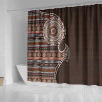Fijian Masi Tribal Tattoos Art Pattern Shower Curtain Brown Color Half Style - Polynesian Pride