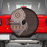 Fijian Masi Tribal Tattoos Art Pattern Spare Tire Cover Brown Color Half Style - Polynesian Pride