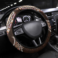 Fijian Masi Tribal Tattoos Art Pattern Steering Wheel Cover Brown Color Half Style - Polynesian Pride