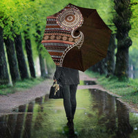 Fijian Masi Tribal Tattoos Art Pattern Umbrella Brown Color Half Style - Polynesian Pride