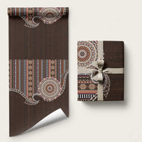 Fijian Masi Tribal Tattoos Art Pattern Wrapping Paper Brown Color Half Style LT03 58" × 23" Brown - Polynesian Pride