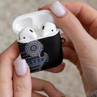 Fijian Masi Tribal Tattoos Art Pattern AirPods Case Navy Color Half Style - Polynesian Pride