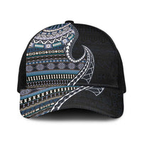 Fijian Masi Tribal Tattoos Art Pattern Baseball Net Cap Navy Color Half Style LT03 One Size Black Navy - Polynesian Pride