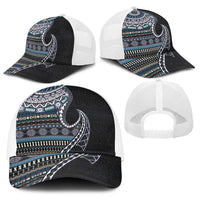 Fijian Masi Tribal Tattoos Art Pattern Baseball Net Cap Navy Color Half Style LT03 - Polynesian Pride