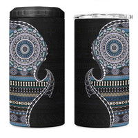 Fijian Masi Tribal Tattoos Art Pattern 4 in 1 Can Cooler Tumbler Navy Color Half Style - Polynesian Pride