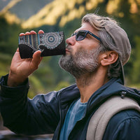 Fijian Masi Tribal Tattoos Art Pattern 4 in 1 Can Cooler Tumbler Navy Color Half Style - Polynesian Pride