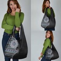 Fijian Masi Tribal Tattoos Art Pattern Grocery Bag Navy Color Half Style - Polynesian Pride