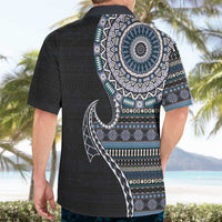 Fijian Masi Tribal Tattoos Art Pattern Hawaiian Shirt Navy Color Half Style - Polynesian Pride