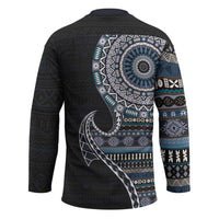 Fijian Masi Tribal Tattoos Art Pattern Hockey Jersey Navy Color Half Style LT03 - Polynesian Pride