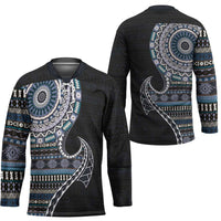 Fijian Masi Tribal Tattoos Art Pattern Hockey Jersey Navy Color Half Style LT03 - Polynesian Pride