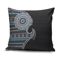 Fijian Masi Tribal Tattoos Art Pattern Pillow Cover Navy Color Half Style - Polynesian Pride