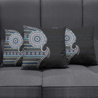 Fijian Masi Tribal Tattoos Art Pattern Pillow Cover Navy Color Half Style - Polynesian Pride