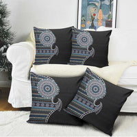 Fijian Masi Tribal Tattoos Art Pattern Pillow Cover Navy Color Half Style - Polynesian Pride