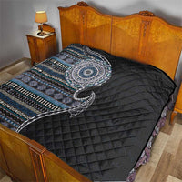 Fijian Masi Tribal Tattoos Art Pattern Quilt Navy Color Half Style - Polynesian Pride