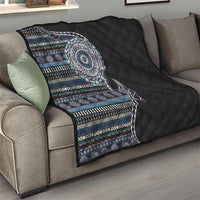 Fijian Masi Tribal Tattoos Art Pattern Quilt Navy Color Half Style - Polynesian Pride