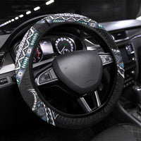 Fijian Masi Tribal Tattoos Art Pattern Steering Wheel Cover Navy Color Half Style - Polynesian Pride
