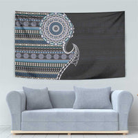 Fijian Masi Tribal Tattoos Art Pattern Tapestry Navy Color Half Style - Polynesian Pride