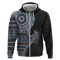 Fijian Masi Tribal Tattoos Art Pattern Zip Hoodie Navy Color Half Style - Polynesian Pride