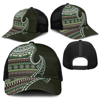 Fijian Masi Tribal Tattoos Art Pattern Baseball Net Cap Green Color Half Style LT03 - Polynesian Pride