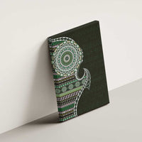 Fijian Masi Tribal Tattoos Art Pattern Canvas Wall Art Green Color Half Style - Polynesian Pride