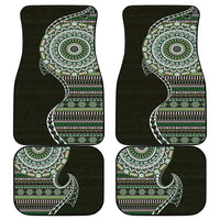 Fijian Masi Tribal Tattoos Art Pattern Car Mats Green Color Half Style - Polynesian Pride
