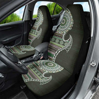 Fijian Masi Tribal Tattoos Art Pattern Car Seat Cover Green Color Half Style - Polynesian Pride