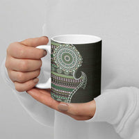 Fijian Masi Tribal Tattoos Art Pattern Ceramic Mug Green Color Half Style - Polynesian Pride