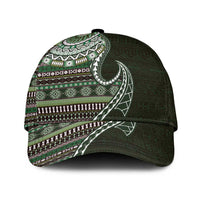Fijian Masi Tribal Tattoos Art Pattern Classic Cap Green Color Half Style LT03 Universal Fit Green - Polynesian Pride