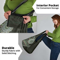 Fijian Masi Tribal Tattoos Art Pattern Grocery Bag Green Color Half Style - Polynesian Pride