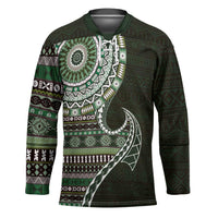 Fijian Masi Tribal Tattoos Art Pattern Hockey Jersey Green Color Half Style LT03 Unisex Green - Polynesian Pride