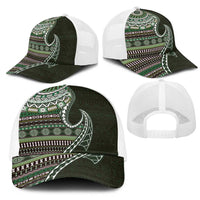 Fijian Masi Tribal Tattoos Art Pattern Mesh Trucker Cap Green Color Half Style LT03 - Polynesian Pride