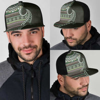 Fijian Masi Tribal Tattoos Art Pattern Mesh Trucker Cap Green Color Half Style - Polynesian Pride