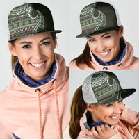 Fijian Masi Tribal Tattoos Art Pattern Mesh Trucker Cap Green Color Half Style LT03 - Polynesian Pride